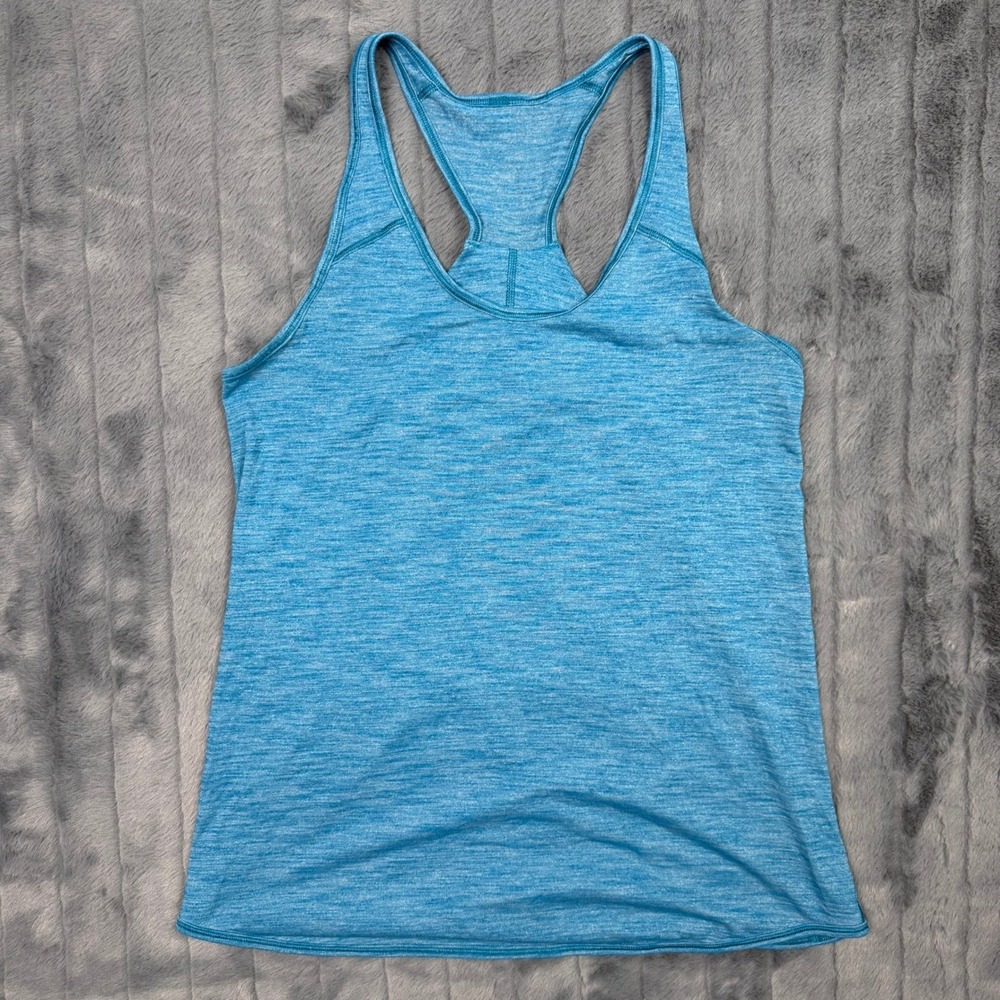 Lululemon Blue Space Dye Pleated Racerback Tank Top Womens Workout Yoga Gym